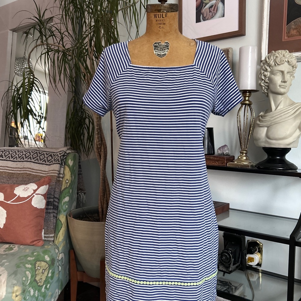 VINEYARD VINES Stretch Cotton Blue and White Striped Dress